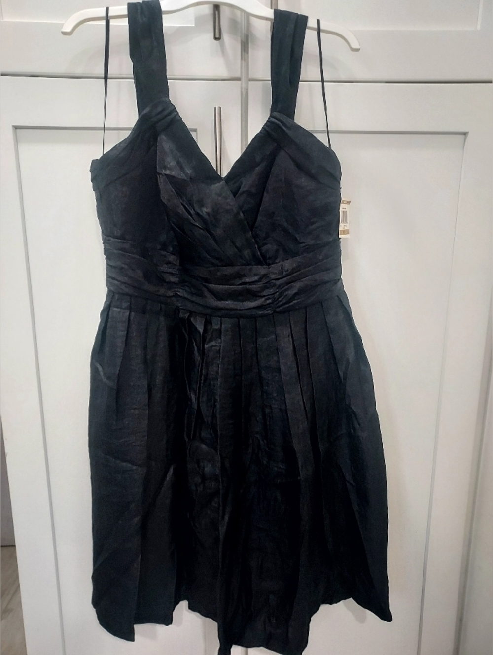 Alfani Black Pleated V-Neck Midi Dress